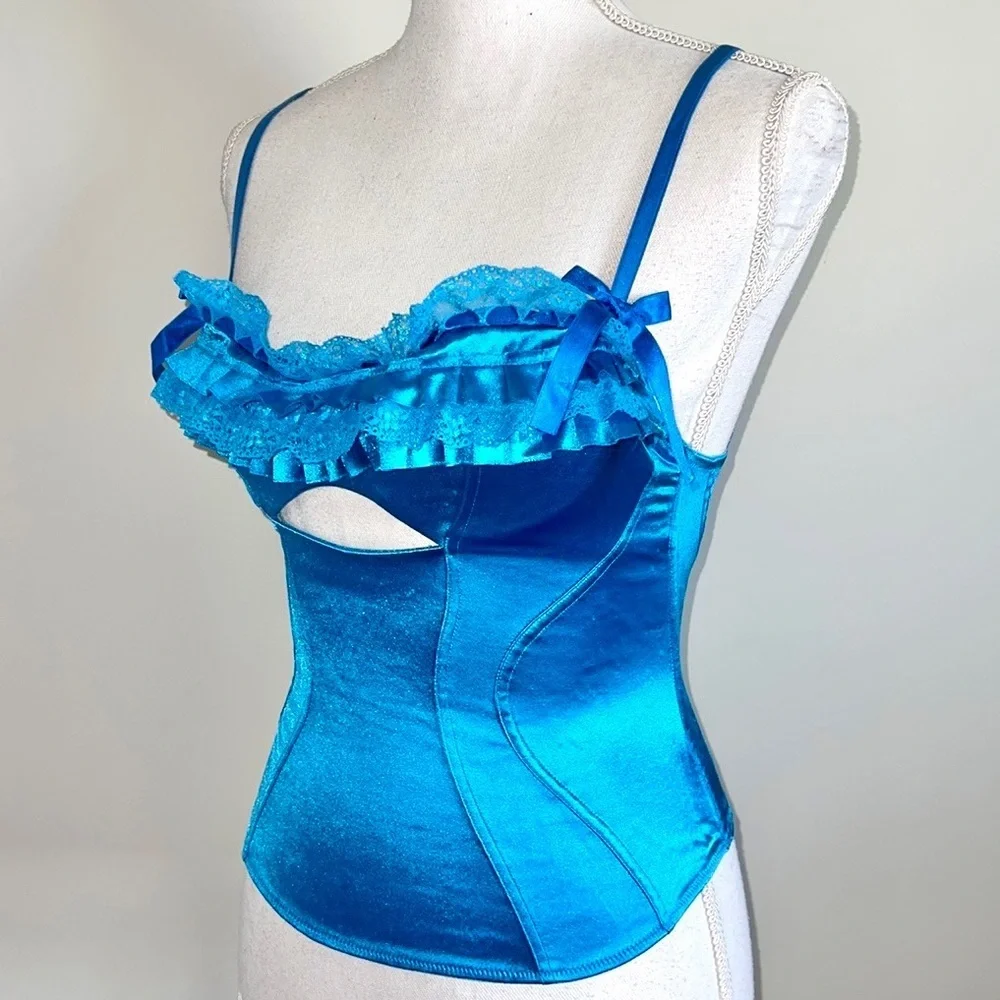 Victoria’s Secret Electric Blue Ruffle Satin Ribbon Bustier